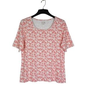 Time and Tru Top Womens XL‎ Short Elbow Sleeve Scoop Neck Floral Print T-Shirt